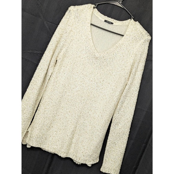 APT. 9! CREAM W/GOLD MINI SEQUINS DROP TAIL "BLOUSE" SWEATER! SZ M - Picture 8 of 8